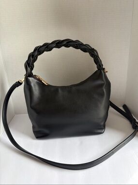 Black Braided-Handle Shoulder Bag - Unbranded